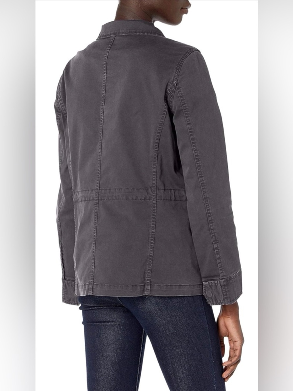 Women’s Military Cargo Zip Jacket, Charcoal - Picture 2 of 6